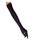 Lange Satinhandschuhe - Damen - One Size - Schwarz