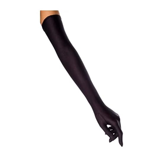 Foxxeo Schwarze Netzhandschuhe für Damen - Lange Netz Handschuhe schwarz 2 Lange Satinhandschuhe - Damen - One Size - Schwarz