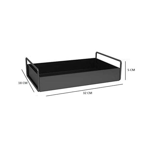 Image of Homify Bathroom Vanity Tray, Kitchen /Bathroom Countertop Storage Shelf Organizer,Coffee Table Decorative Tray Cosmetic Organizer Display Holder, Black (Black Tray-2)