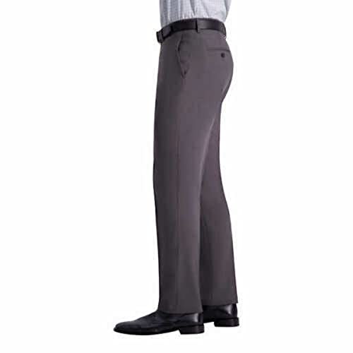 Haggar Men's Comfort Performance Stretch Straight Fit Pant with Super Flex Waistband (36W x 32L, Dark Grey)2