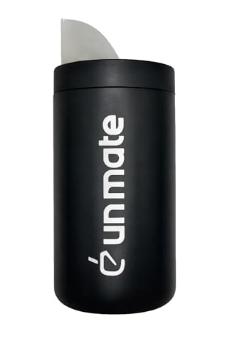 Un Mate – Yerbera negra de acero inoxidable con dispensador para yerba Lata de almacenamiento hermética, 250 g de capacidad, diseño elegante y duradero
