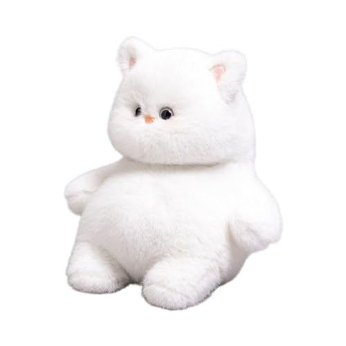 太る猫 猫縫いぐるみ 縫い包み ホワイト 37cm もこもこ シャギー ねこ ネコ もふもふ アニマル 毛足長い 誕生日 ギフト 可愛い おもちゃ 抱き枕 癒しグッズ 部屋飾り 安眠グッズ ねむねむ 女の子 ベビー