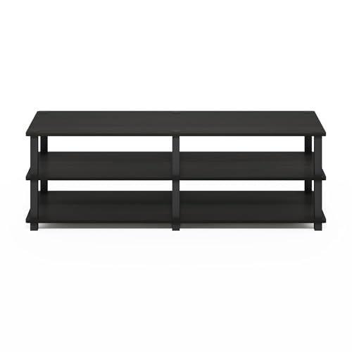 Image of Furinno TURN-S-TUBE Toolless Assembly 3-Tier TV Stand, Entertainment Center for TV up to 55 Inch, Wide Printer Stand with Storage Shelf, for Living Room, Bedroom, Espresso