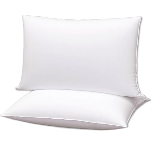 Gooeb Flat Ultra Thin Bed Pillows Standard Size Pillow Set of 2 Extra Soft Down Alternative for...