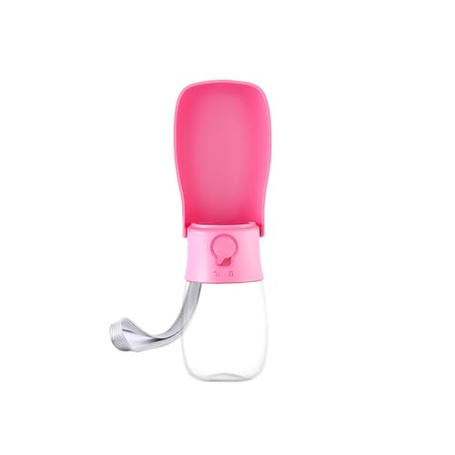 QUXVUIS 2 in 1 bottiglia d'acqua per cani tazza per bere mangiatoia per animali domestici con ciotola a tenuta stagna distributore di cibo segmentato escursionismo all'aperto, Rosa