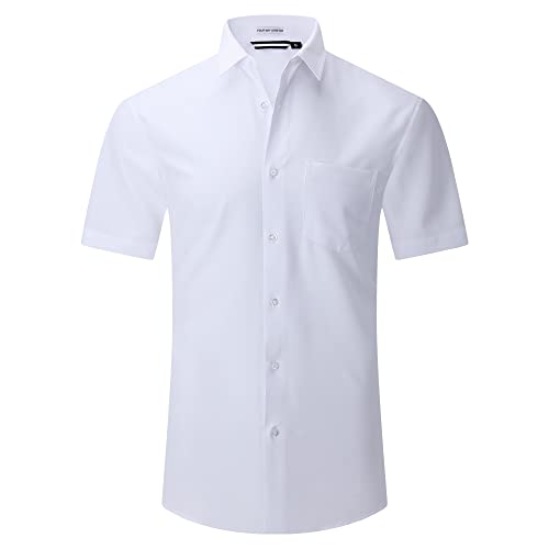 WARHORSEE Mens Dress Shirts Short Sleeve Performance 4-Way Stretch Wrinkle Free Casual Button Down Shirt