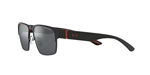 Armani Exchange A|X Mens AX2046S Rectangular Sunglasses, Matte Black/Light Grey Mirrored Black, 57 mm3