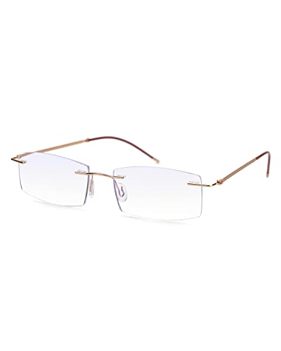 TERAISE Rimless Reading Glasses for Men Women, Lightweight Metal Clear Readers, Fashion Blue Light Blocking Computer Glasses Anti Eyestrain(3.5X)