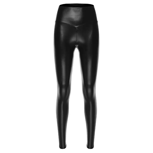 inlzdz Damen Wetlook Leggings Stretch Lederhose Glänzend Hohe Taille...