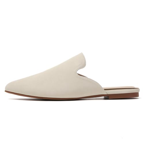Image of Tilocow Women's Pointed Toe Flat Mules Backless Slip On Loafers