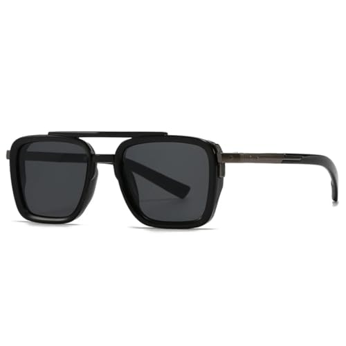 Lunettes de soleil rétro à double pont et verres dégradés gris pour hommes et femmes UV400