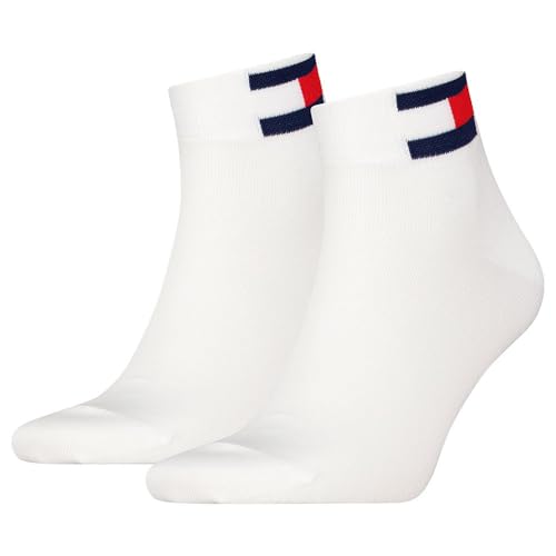 Tommy Hilfiger Mixte Quarter Chaussettes, Blanc, 43-46 EU