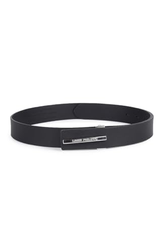 Image of Louis Philippe Men's 100% Italian Leather Shiny Nickel Buckle Formal Profile Belt
