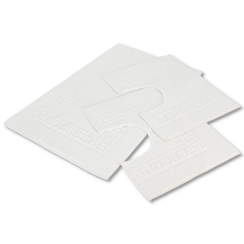 Casatessile Set 3 bath sponge mats, 1 mat 60X90 cm + 2 Round water 60x45 cm Torino Absorbent Bathroom Mat in Cotton, Bathroom Mat Without Non-Slip - BIANCO - Image 4