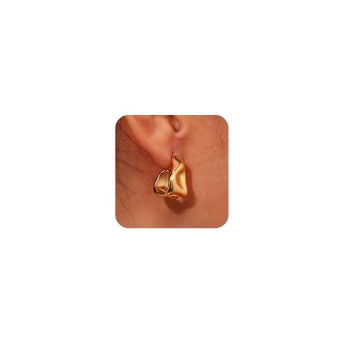Chunky Gold Hoops Earrings for Women Trendy 14K Gold Plated Earrings Cute Huggie Hoops Hypoallergenic Earrings Jewelry Set Birthday Mom Gifts for Women…