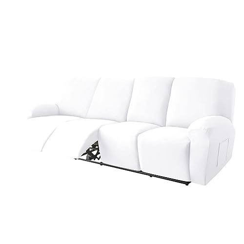 Funda elástica para sillón reclinable 4 plazas protector de sofá blanco 3