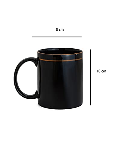 Image of Clay Craft Fine Ceramic Coffee Mug 350 ml- Premium Gold Mugs Suited for Home, Kitchen, Office Desks and for Gifting Purpose (2 Mug- Black Gold Line)