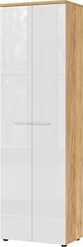 GERMANIA DIE MÖBELMACHER Aledo Garderobenschrank in Navarra Eiche Nb. / Weiß Hochschrank ca. 60 x 200 x 41 cm GERMANIA DIE MÖBELMACHER Aledo Garderobenschrank in Navarra Eiche Nb. / Weiß Hochschrank ca. 60 x 200 x 41 cm