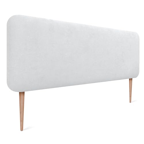 DHOME Tête de Lit Capitonnée Unie Arrondie en Tissu Aqualine avec Pieds pour Mur Têtes de Lit...