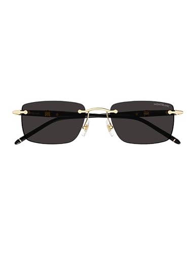 Montblanc MEISTERSTUCK MB 0344S 001 Gold/Black Metal Rimless Sunglasses Grey Lens2