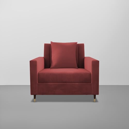 Image of Casaliving Garcia 1 Seater Sofa Set for Living Room (Maroon Colour) Premium Fabric Sofa