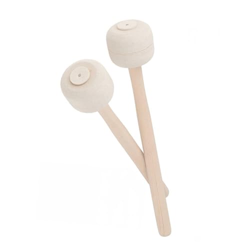 2 piezas de baquetas de madera con cabezas de fieltro para batería y percusión, palos de percusión para tocar cómodamente para bateristas y prácticas musicales miniatura 1