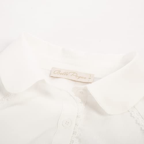 Women's Short Sleeve Vintage Blouse Semi Loose Button Shirts Retro Puff Sleeve Slim Tops For Women Plus White Xl #TOP6