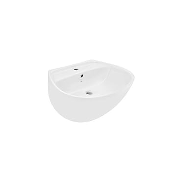JAQUAR ARC Series Wall Mounted WASH BASIN (White) With Faucet Hole | 635x485x305mm, Oval | Ceramic Basin/Sink for Bathroom, Living Room | NOT Table/Counter Top | ACS-WHT-87801