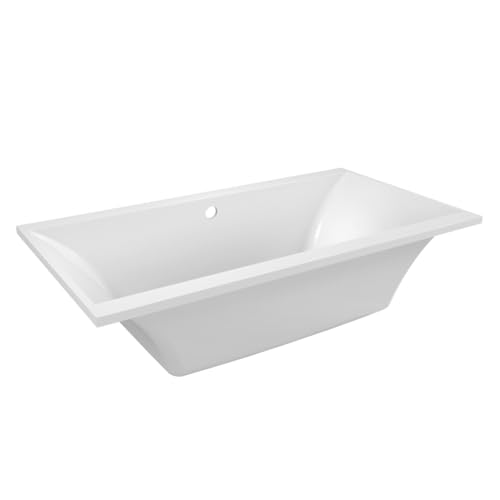Aqua Eden VTPN673619C 67-Inch Acrylic Drop-In Tub with Reversible Drain, Glossy White