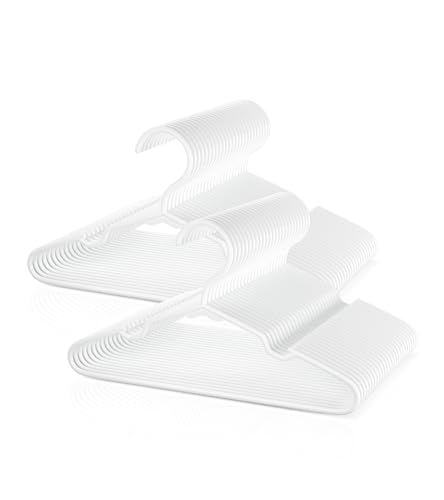 Image of VILICK Kids Hangers 50 Pack, Premium Plastic Baby Hangers Clothes of Children, Toddler, Infant, Durable Non-Slip Kid Clothes Hanger for Closet Space-Saving, White