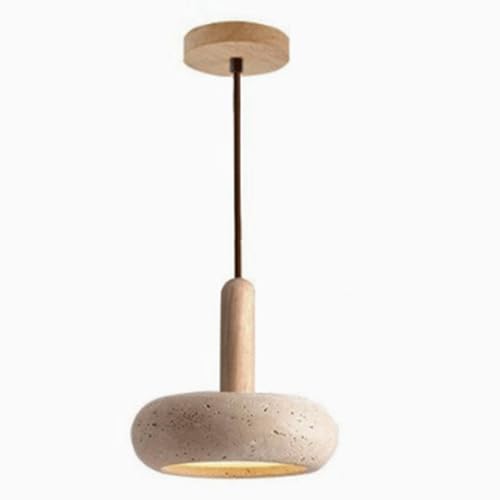 SHUANGZ Lampadario Moderno Da Parete Con Paralume In Pietra Rovere E Travertino Giallo Naturale, Apparecchio Illuminazione A LED, Decorazione Artistica Minimalista Per Soggiorno, Camera Letto