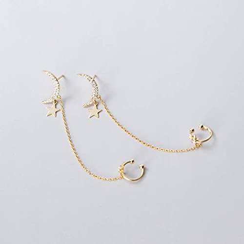 Boucles d'oreilles S925 en argent sterling style japonais avec brillants étoiles lune