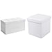 SONGMICS Cassapanca con Contenitore di 80 Litri, Pouf Poggiapiedi, Sgabello Pieghevole & 38 cm Pouf Cubo Poggiapiedi Sgabello Pieghevole Carico Max. 300 kg Bianco LSF103
