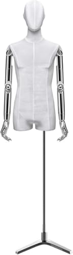 SHANYAYALI mannekäng för män kan justeras från 152 cm till 188 198 198 cm utrustad med en triangulär metallbas (vit)