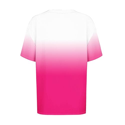 Womens Short Sleeve Neon T Shirts Summer Trendy Gradient Print V Neck Tops Casual Cute Ombre Tshirt Cute Blouses3