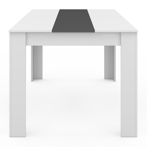 Miniatura 5 de Idmarket Conjunto De Mesa De Comedor Georgia, De 140 Cm, Blanca Y Gris, Y 6 Sillas Romane Grises Con Ribete Blanco
