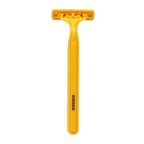 Image of DORCO TG710 Yellow Disposable Razors for Men, Pack of 24 | Long Handle for Comfortable Grip | Lubricating Strip for Smooth Glide | Easy to Use & Carry | Disposable Shaving Razor