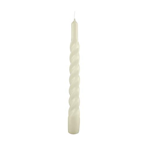 Cereria Di Giorgio Risthò - Velas Tortiglione Lacadas, Cera, Marfil, 2,2 X 2,2 X 21 Cm, 3 Unidades