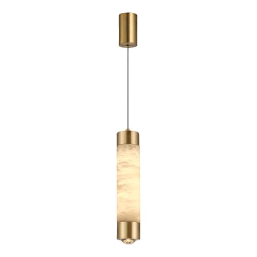 Luminaire suspendu moderne en albâtre naturel et finitions dorées luxueuses