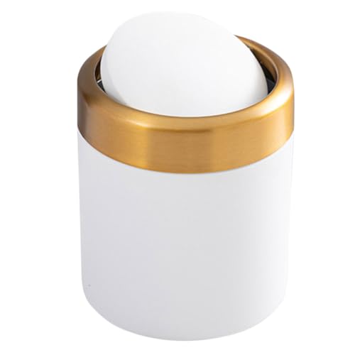 Mini bote de basura de acero inoxidable con tapa antiolores para escritorio.