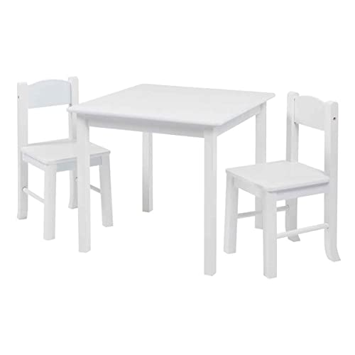 Image of Liberty House Toys Children's White Wooden Table & 2 Chairs Set, Engineered Wood, 53.5cm H W x 60cm D