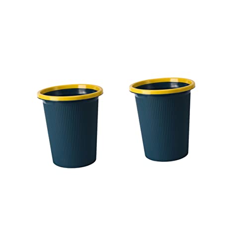 2 piezas de basurero plástico simple azul oscuro miniatura 1