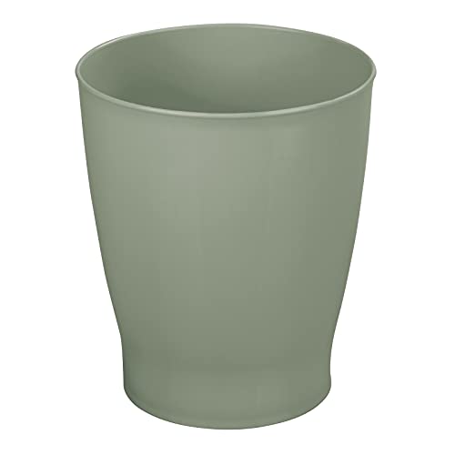 Image of mDesign Round Plastic Bathroom Garbage Can, 1.25 Gallon Wastebasket, Garbage Bin, Trash Can for Bathroom, Bedroom, and Kids Room - Small Trash Can - Fyfe Collection - Olive Green
