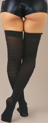 Image of ToBeInStyle Women's Vibrant Horizontal Wide Striped Thigh High Stockings