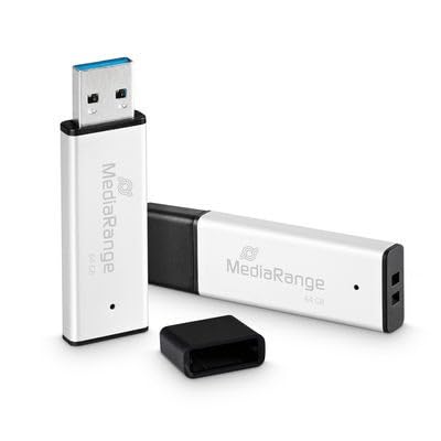 MediaRange USB 3.0 High Performance Memory Stick 64 GB - Mini USB Flash Drive Aluminium Housing, External Memory Expansion with Read Speed of up to 200 MB/s, Colour Silver