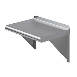 AmGood 12 in. x 16 in. Stainless Steel Wall Shelf | NSF Certified | Appliance & Equipment Metal Shelving | Kitchen, Restaurant, Garage, Laundry, Utility Room