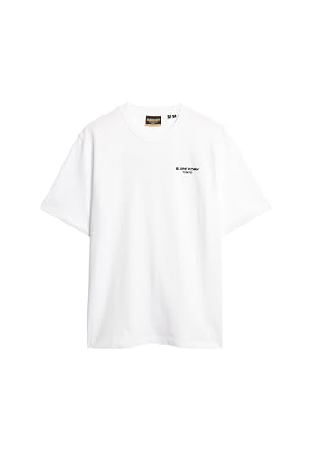 Superdry Camiseta deportiva de lujo de corte holgado para hombre, Blanco brillante, XXL
