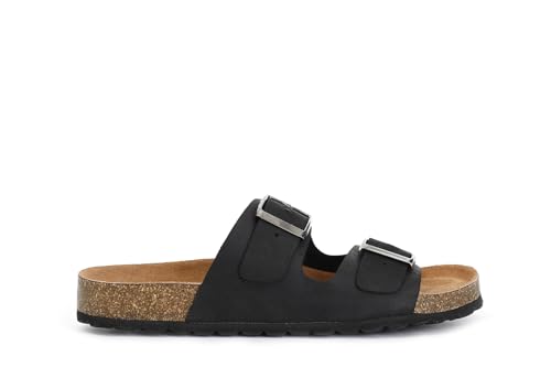 Chaussons avec 2 bandes en cuir Nero CAFèNOIR C1XP1003N001410 taille 41 pour homme et femme
