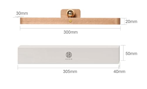 Image of Wood Mirror Light Bar with Magnetic Mount for Bathroom (1-Pack) | Rechargeable USB C,3-level dimming vanity light,touch control for halls,cabinets,living room,bedroom,pictures,home decor