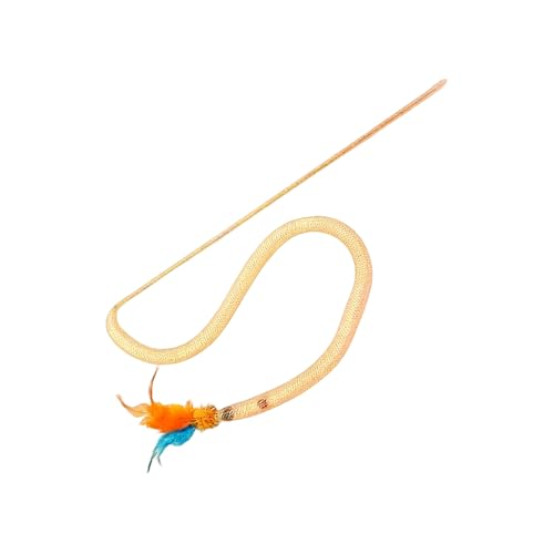 Cat Wand | Squeaky Stick with Feathers - Snake Shape Mesh Cat Interactive Toys,for Indoor Kittens, Boredom, Exercise, Entertainm